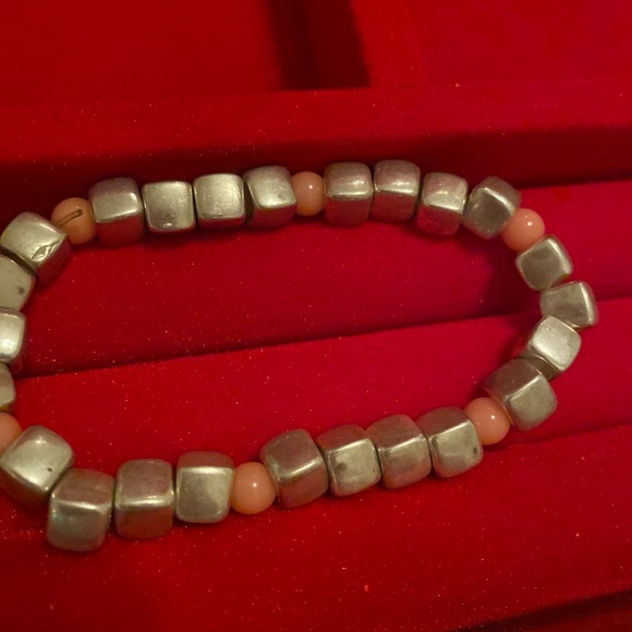 Jewelry - Silver and Pink Beaded Bracelet